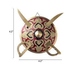 Indian Home Decor – Brass Dhal with Talwar Set (Handcrafted Wall Hanging)